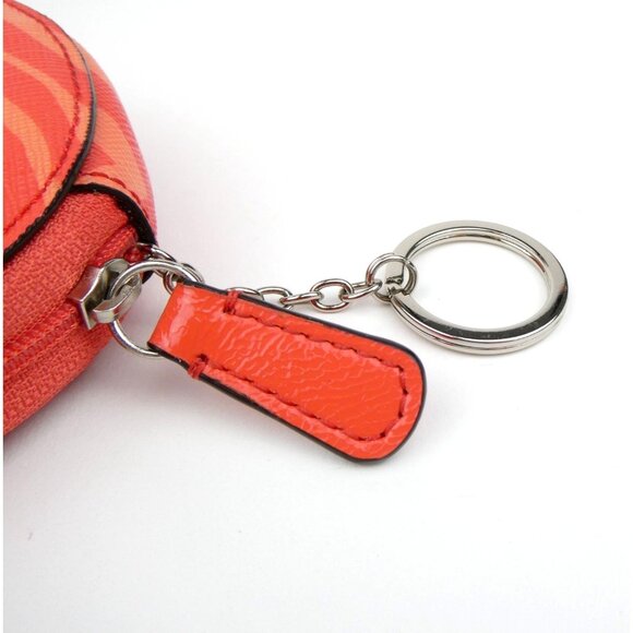 Coach Orange Zebra Print Round Coin Purse With Keyring - Picture 13 of 14